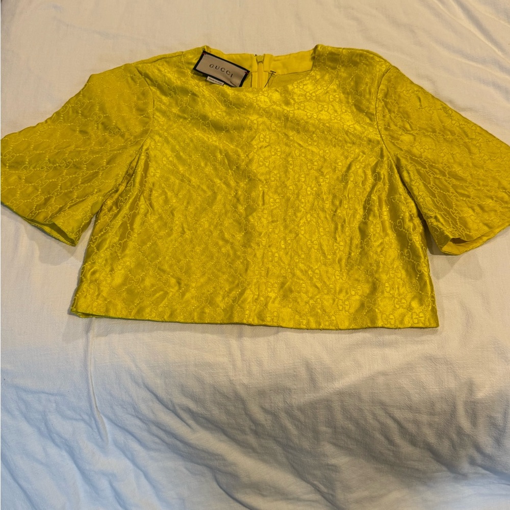 Gucci Vibrant Yellow Lace Blouse